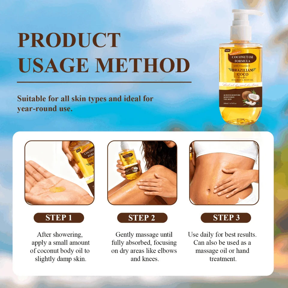 192ml Organic Coconut Oil Natural Vanilla Extract Deep Moisturizing & Nourishing, Improves Elasticity Non-greasy Body Skincare