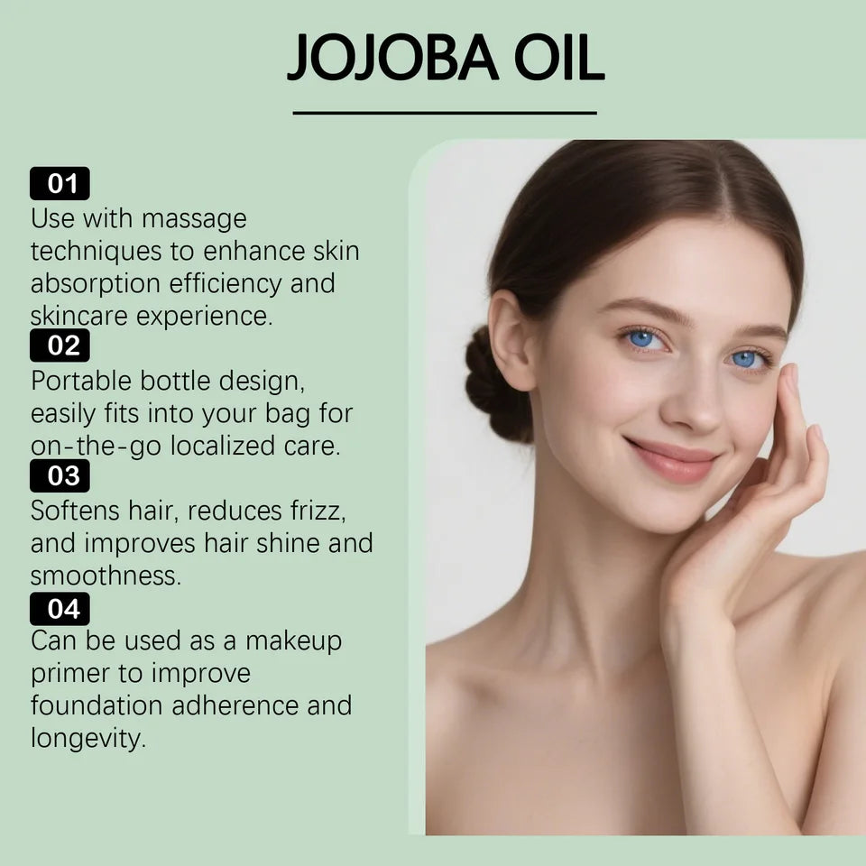 100% Pure Organic Jojoba Oil Cold Pressed Natural Body Massage Oil Moisturizing Hydrating Anti Dry Skin Care for Face Hair Nails